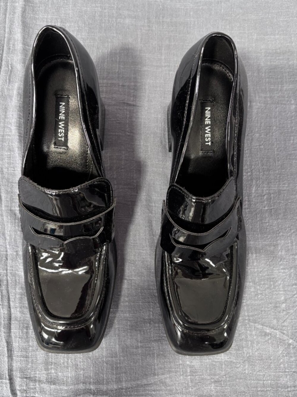 Nine West Zest Heeled Loafers Size 8 / M / Black Patent Leather - Picture 7 of 10